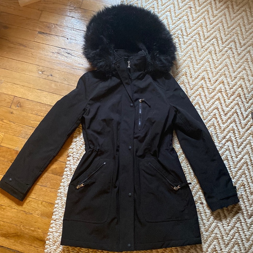 Calvin Klein Coat with Removeable Faux Fur Hood
